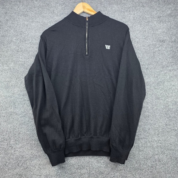 Peter Millar Other - Peter Millar Mens Merino Wool Lyocell Quarter Zip Sweater Black ME0S01 Size L